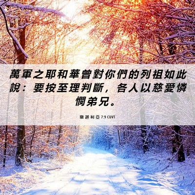 Picture 06 - 撒 迦 利 亞 7:9 CUVT - 萬 軍 之 耶 和 華 曾 對 你 們 的 列 - Bible Verse Picture