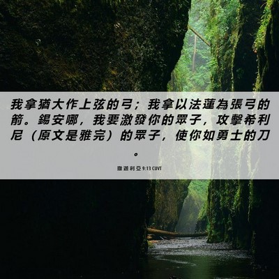 Picture 06 - 撒 迦 利 亞 9:13 CUVT - 我 拿 猶 大 作 上 弦 的 弓 ； 我 拿 - Bible Verse Picture
