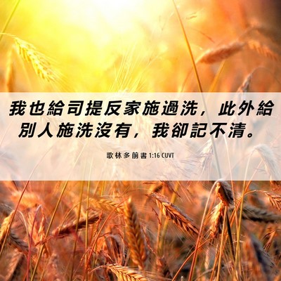 Picture 06 - 歌 林 多 前 書 1:16 CUVT - 我 也 給 司 提 反 家 施 過 洗 ， 此 - Bible Verse Picture