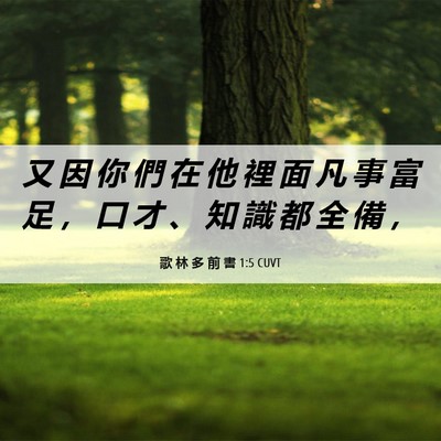 Picture 06 - 歌 林 多 前 書 1:5 CUVT - 又 因 你 們 在 他 裡 面 凡 事 富 足 - Bible Verse Picture