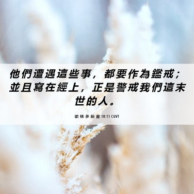 Picture 06 - 歌 林 多 前 書 10:11 CUVT - 他 們 遭 遇 這 些 事 ， 都 要 作 為 - Bible Verse Picture
