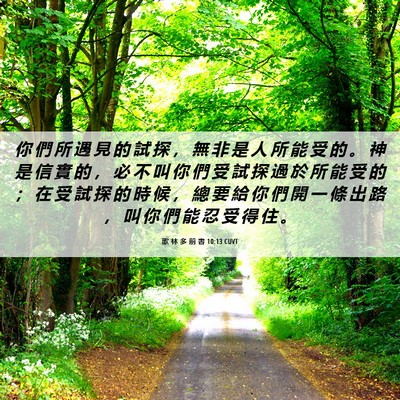 Picture 06 - 歌 林 多 前 書 10:13 CUVT - 你 們 所 遇 見 的 試 探 ， 無 非 是 - Bible Verse Picture