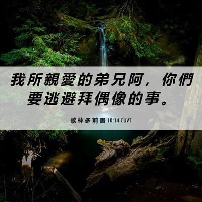 Picture 06 - 歌 林 多 前 書 10:14 CUVT - 我 所 親 愛 的 弟 兄 阿 ， 你 們 要 - Bible Verse Picture