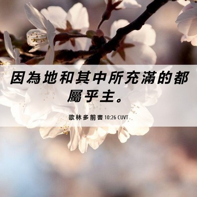 Picture 06 - 歌 林 多 前 書 10:26 CUVT - 因 為 地 和 其 中 所 充 滿 的 都 屬 - Bible Verse Picture