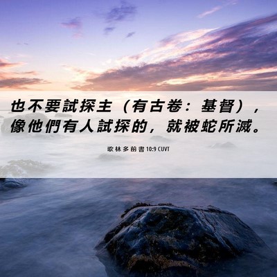 Picture 06 - 歌 林 多 前 書 10:9 CUVT - 也 不 要 試 探 主 （ 有 古 卷 ： 基 - Bible Verse Picture
