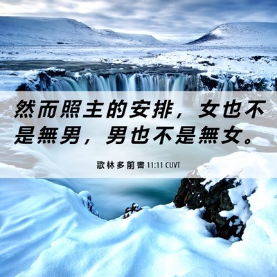 Picture 06 - 歌 林 多 前 書 11:11 CUVT - 然 而 照 主 的 安 排 ， 女 也 不 是 - Bible Verse Picture