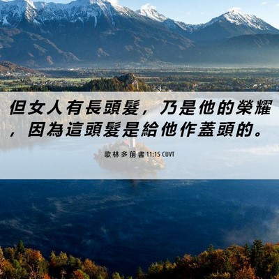 Picture 06 - 歌 林 多 前 書 11:15 CUVT - 但 女 人 有 長 頭 髮 ， 乃 是 他 的 - Bible Verse Picture