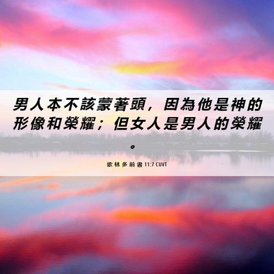 Picture 06 - 歌 林 多 前 書 11:7 CUVT - 男 人 本 不 該 蒙 著 頭 ， 因 為 他 - Bible Verse Picture
