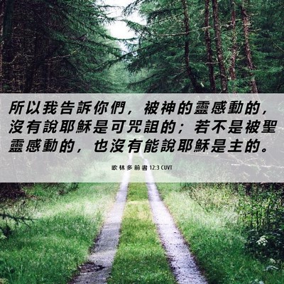 Picture 06 - 歌 林 多 前 書 12:3 CUVT - 所 以 我 告 訴 你 們 ， 被 神 的 靈 - Bible Verse Picture
