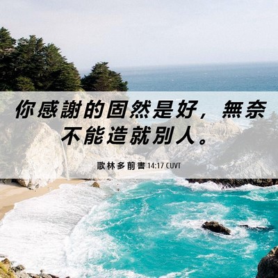 Picture 06 - 歌 林 多 前 書 14:17 CUVT - 你 感 謝 的 固 然 是 好 ， 無 奈 不 - Bible Verse Picture