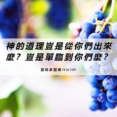 Picture 06 - 歌 林 多 前 書 14:36 CUVT - 神 的 道 理 豈 是 從 你 們 出 來 麼 - Bible Verse Picture