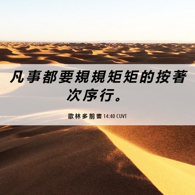 Picture 06 - 歌 林 多 前 書 14:40 CUVT - 凡 事 都 要 規 規 矩 矩 的 按 著 次 - Bible Verse Picture