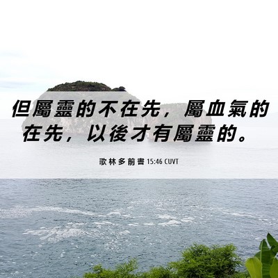 Picture 06 - 歌 林 多 前 書 15:46 CUVT - 但 屬 靈 的 不 在 先 ， 屬 血 氣 的 - Bible Verse Picture