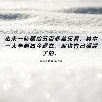 Picture 06 - 歌 林 多 前 書 15:6 CUVT - 後 來 一 時 顯 給 五 百 多 弟 兄 看 - Bible Verse Picture