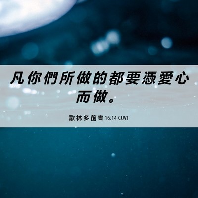 Picture 06 - 歌 林 多 前 書 16:14 CUVT - 凡 你 們 所 做 的 都 要 憑 愛 心 而 - Bible Verse Picture