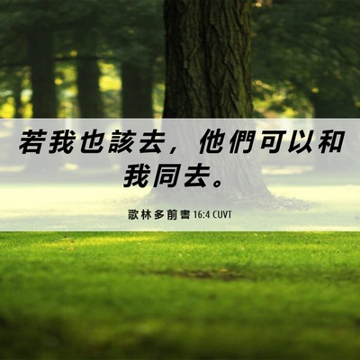 Picture 06 - 歌 林 多 前 書 16:4 CUVT - 若 我 也 該 去 ， 他 們 可 以 和 我 - Bible Verse Picture