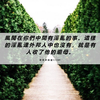 Picture 06 - 歌 林 多 前 書 5:1 CUVT - 風 聞 在 你 們 中 間 有 淫 亂 的 事 - Bible Verse Picture