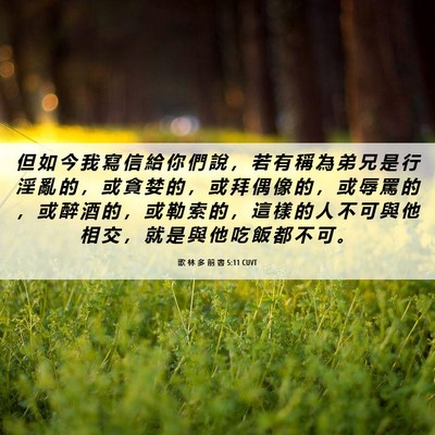 Picture 06 - 歌 林 多 前 書 5:11 CUVT - 但 如 今 我 寫 信 給 你 們 說 ， 若 - Bible Verse Picture