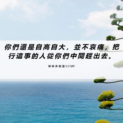 Picture 06 - 歌 林 多 前 書 5:2 CUVT - 你 們 還 是 自 高 自 大 ， 並 不 哀 - Bible Verse Picture