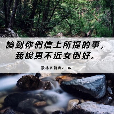 Picture 06 - 歌 林 多 前 書 7:1 CUVT - 論 到 你 們 信 上 所 提 的 事 ， 我 - Bible Verse Picture