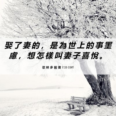 Picture 06 - 歌 林 多 前 書 7:33 CUVT - 娶 了 妻 的 ， 是 為 世 上 的 事 罣 - Bible Verse Picture