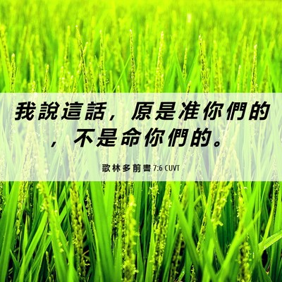 Picture 06 - 歌 林 多 前 書 7:6 CUVT - 我 說 這 話 ， 原 是 准 你 們 的 ， - Bible Verse Picture