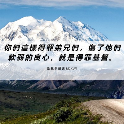 Picture 06 - 歌 林 多 前 書 8:12 CUVT - 你 們 這 樣 得 罪 弟 兄 們 ， 傷 了 - Bible Verse Picture