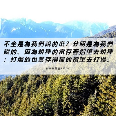 Picture 06 - 歌 林 多 前 書 9:10 CUVT - 不 全 是 為 我 們 說 的 麼 ？ 分 明 - Bible Verse Picture