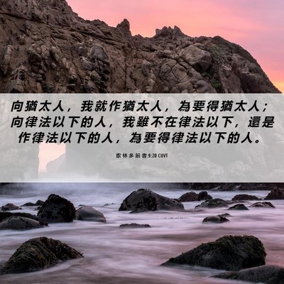 Picture 06 - 歌 林 多 前 書 9:20 CUVT - 向 猶 太 人 ， 我 就 作 猶 太 人 ， - Bible Verse Picture