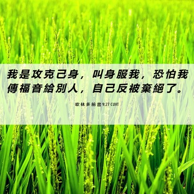 Picture 06 - 歌 林 多 前 書 9:27 CUVT - 我 是 攻 克 己 身 ， 叫 身 服 我 ， - Bible Verse Picture