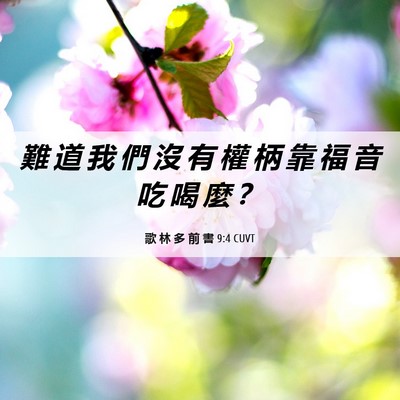 Picture 06 - 歌 林 多 前 書 9:4 CUVT - 難 道 我 們 沒 有 權 柄 靠 福 音 吃 - Bible Verse Picture