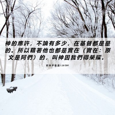 Picture 06 - 歌 林 多 後 書 1:20 CUVT - 神 的 應 許 ， 不 論 有 多 少 ， 在 - Bible Verse Picture