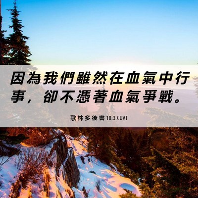 Picture 06 - 歌 林 多 後 書 10:3 CUVT - 因 為 我 們 雖 然 在 血 氣 中 行 事 - Bible Verse Picture