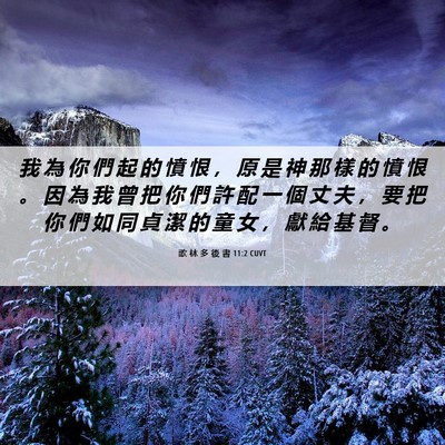 Picture 06 - 歌 林 多 後 書 11:2 CUVT - 我 為 你 們 起 的 憤 恨 ， 原 是 神 - Bible Verse Picture