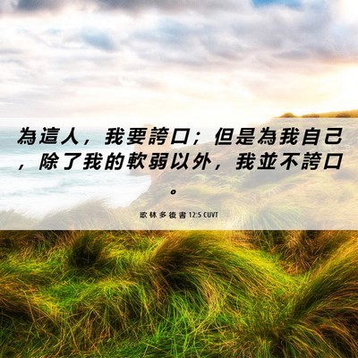 Picture 06 - 歌 林 多 後 書 12:5 CUVT - 為 這 人 ， 我 要 誇 口 ； 但 是 為 - Bible Verse Picture