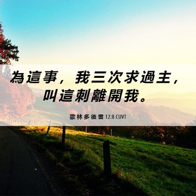Picture 06 - 歌 林 多 後 書 12:8 CUVT - 為 這 事 ， 我 三 次 求 過 主 ， 叫 - Bible Verse Picture