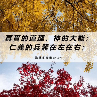 Picture 06 - 歌 林 多 後 書 6:7 CUVT - 真 實 的 道 理 、 神 的 大 能 ； 仁 - Bible Verse Picture