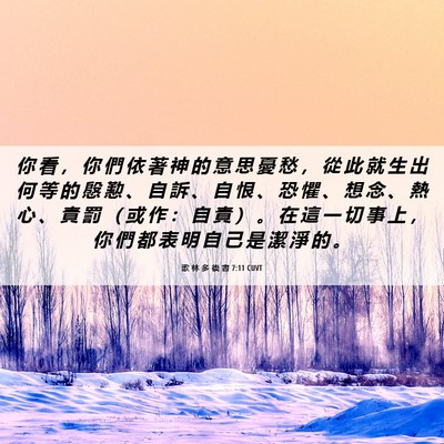 Picture 06 - 歌 林 多 後 書 7:11 CUVT - 你 看 ， 你 們 依 著 神 的 意 思 憂 - Bible Verse Picture