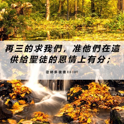 Picture 06 - 歌 林 多 後 書 8:4 CUVT - 再 三 的 求 我 們 ， 准 他 們 在 這 - Bible Verse Picture