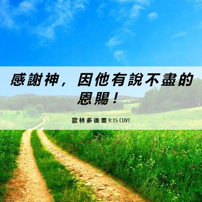 Picture 06 - 歌 林 多 後 書 9:15 CUVT - 感 謝 神 ， 因 他 有 說 不 盡 的 恩 - Bible Verse Picture