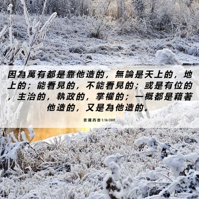 Picture 06 - 歌 羅 西 書 1:16 CUVT - 因 為 萬 有 都 是 靠 他 造 的 ， 無 - Bible Verse Picture