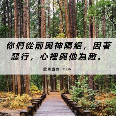 Picture 06 - 歌 羅 西 書 1:21 CUVT - 你 們 從 前 與 神 隔 絕 ， 因 著 惡 - Bible Verse Picture