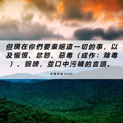 Picture 06 - 歌 羅 西 書 3:8 CUVT - 但 現 在 你 們 要 棄 絕 這 一 切 的 - Bible Verse Picture