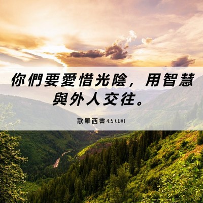 Picture 06 - 歌 羅 西 書 4:5 CUVT - 你 們 要 愛 惜 光 陰 ， 用 智 慧 與 - Bible Verse Picture