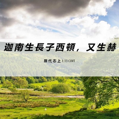 Picture 06 - 歷 代 志 上 1:13 CUVT - 迦 南 生 長 子 西 頓 ， 又 生 - Bible Verse Picture