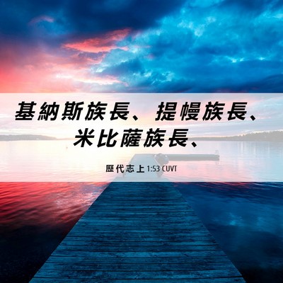 Picture 06 - 歷 代 志 上 1:53 CUVT - 基 納 斯 族 長 、 提 幔 族 長 、 米 - Bible Verse Picture