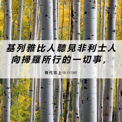 Picture 06 - 歷 代 志 上 10:11 CUVT - 基 列 雅 比 人 聽 見 非 利 士 人 向 - Bible Verse Picture