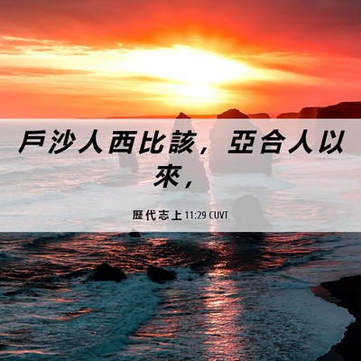 Picture 06 - 歷 代 志 上 11:29 CUVT - 戶 沙 人 西 比 該 ， 亞 合 人 以 來 - Bible Verse Picture