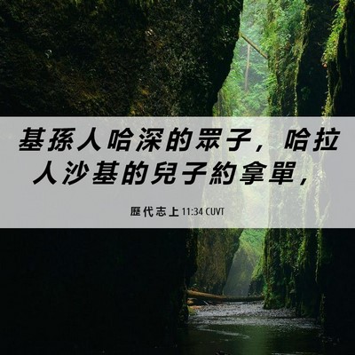 Picture 06 - 歷 代 志 上 11:34 CUVT - 基 孫 人 哈 深 的 眾 子 ， 哈 拉 人 - Bible Verse Picture