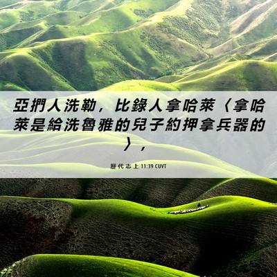 Picture 06 - 歷 代 志 上 11:39 CUVT - 亞 捫 人 洗 勒 ， 比 錄 人 拿 哈 萊 - Bible Verse Picture